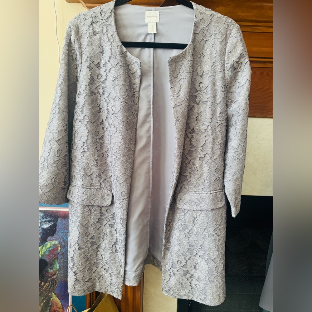 Chico's Gray Lace Blazer